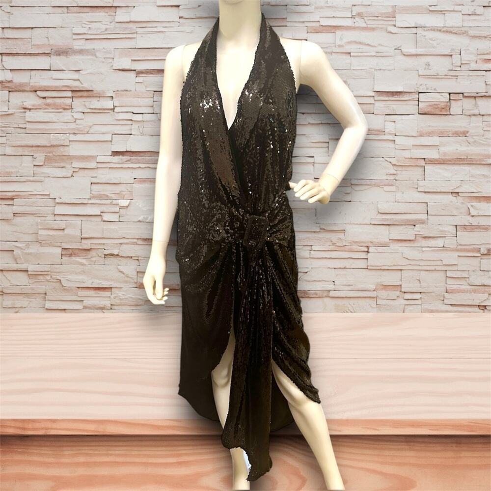 ASOS Black Sequin Wrap Dress